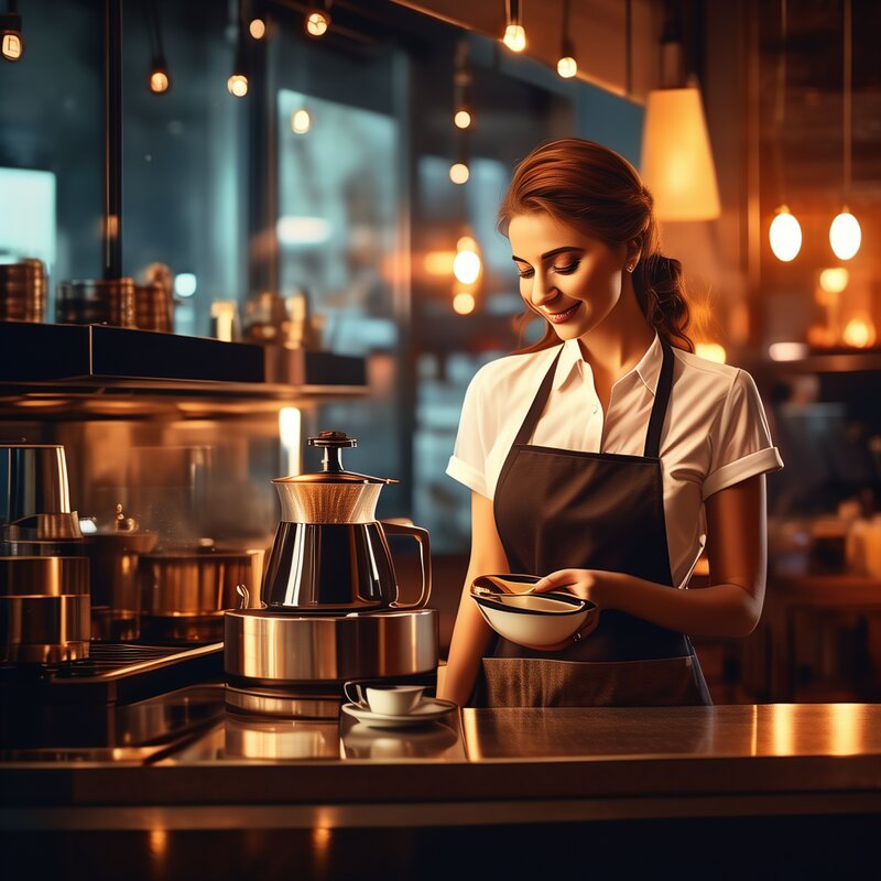 咖啡师精心冲煮